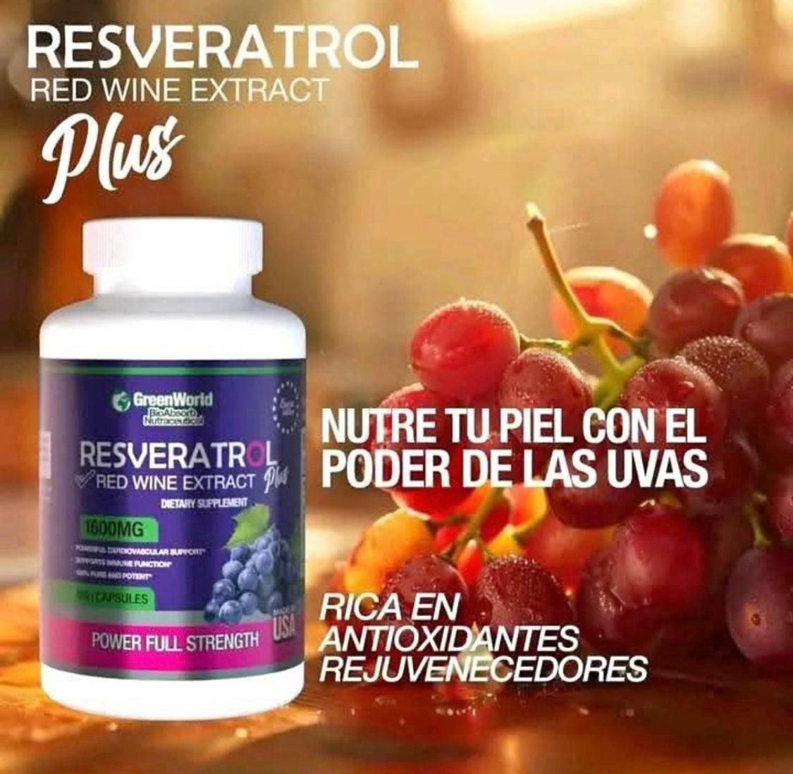 Resveratrol X100 – Antioxidante Poderoso para Sua Saúde e Longevidad X 3 Und